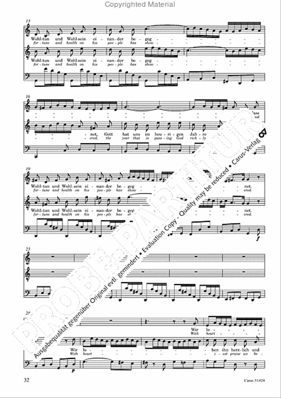 Rejoice! The passing year is ended (Gottlob! nun geht das Jahr zu Ende) 4-Part scores gallery preview page 34