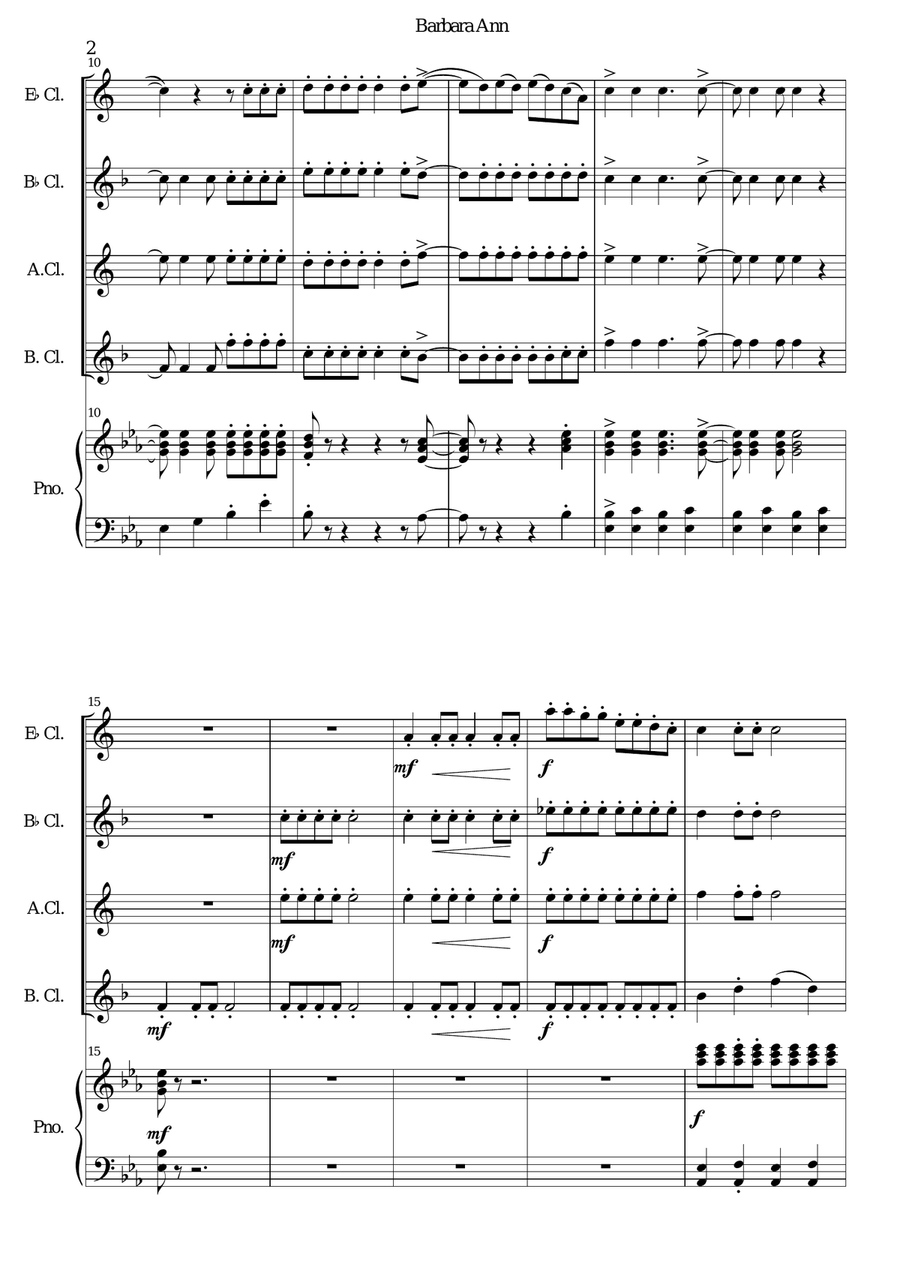 Barbara Ann Barbara Ann B-Flat Clarinet scores gallery preview page 2