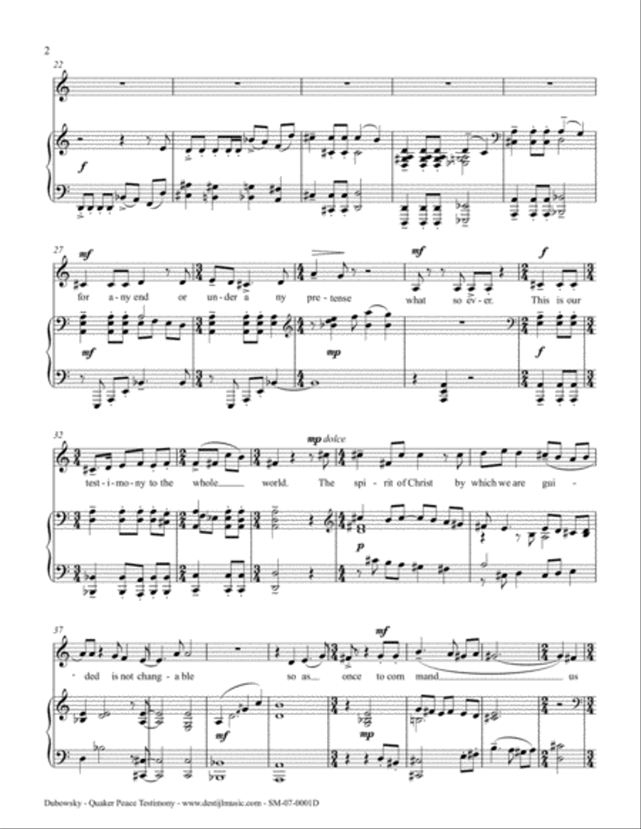 Quaker Peace Testimony (Piano/Vocal solo) Piano, Vocal scores gallery preview page 4