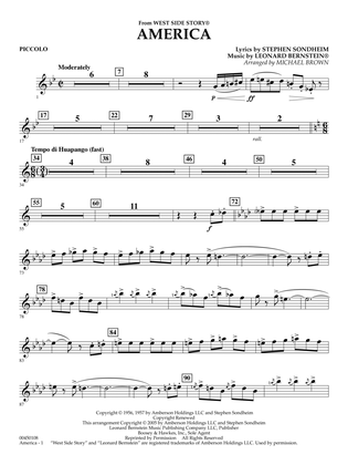 America (from West Side Story) (arr. Michael Brown) - Piccolo