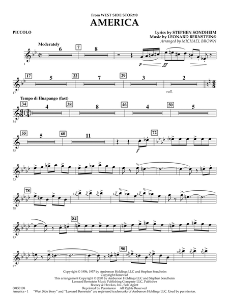 America (from West Side Story) (arr. Michael Brown) - Piccolo