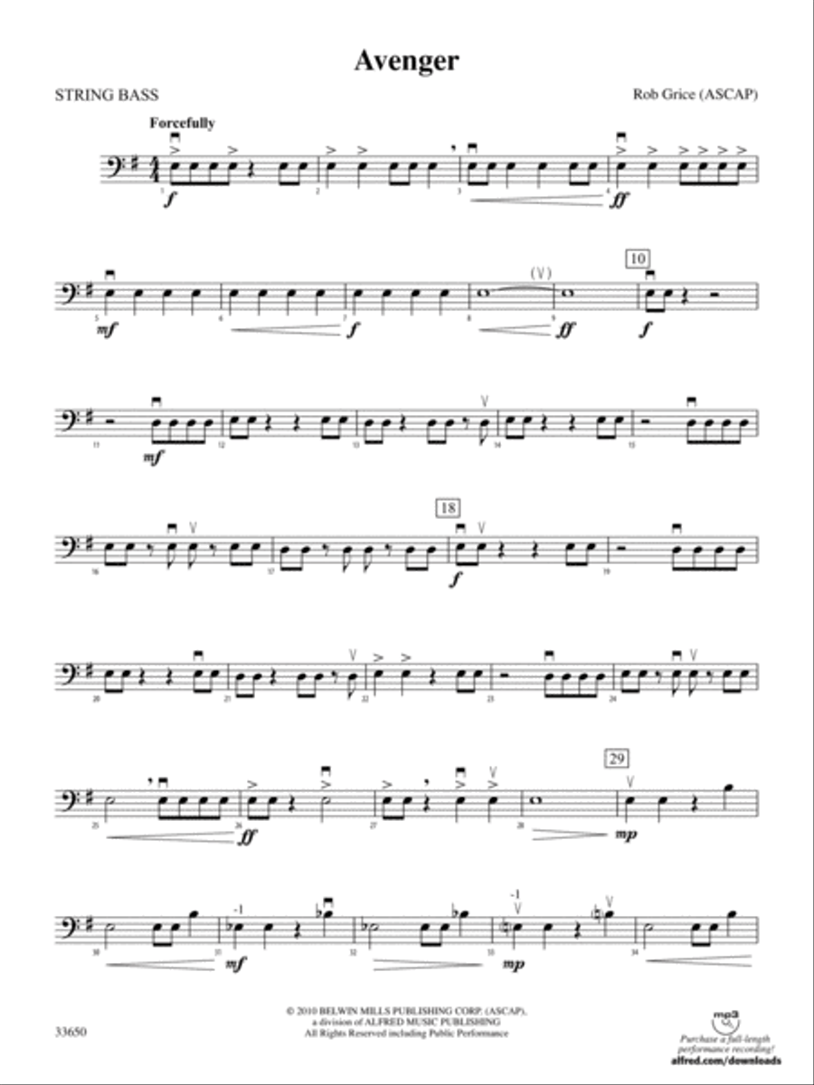 Avenger String Bass by Rob Grice String Orchestra Digital Sheet