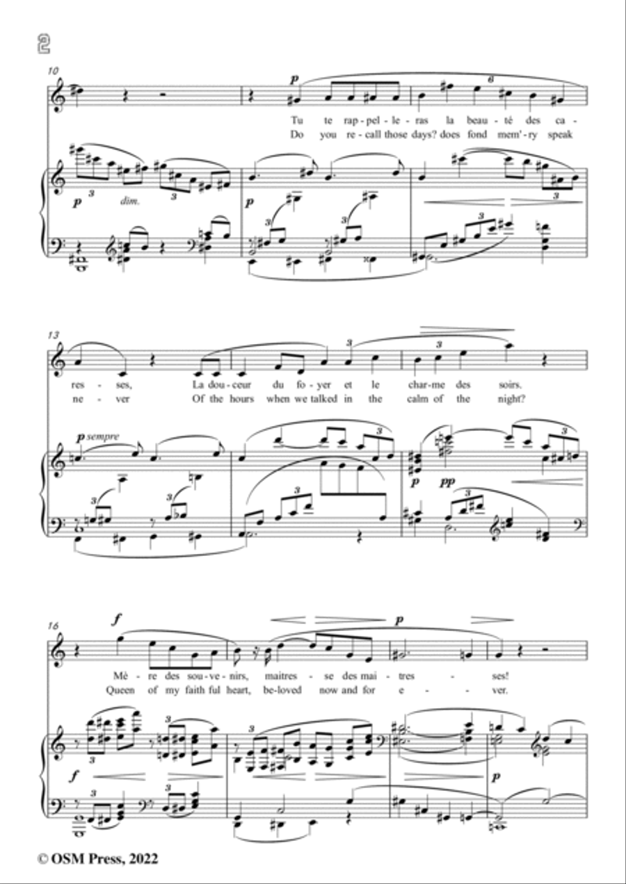 Debussy-Le balcon,CD 70 No.1,in C Major,from '5 Poemes de Baudelaire,CD 70'for Voice and Piano Voice Solo scores gallery preview page 4