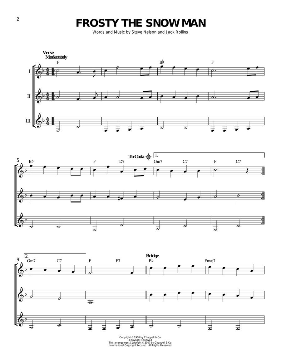 Frosty The Snow Man Guitar Ensemble scores gallery preview page 1
