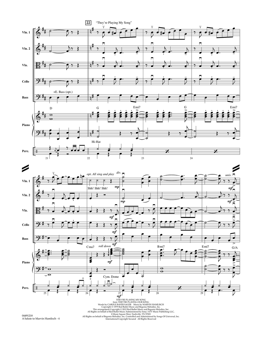 A Salute To Marvin Hamlisch - Conductor Score (Full Score) Orchestra scores gallery preview page 4
