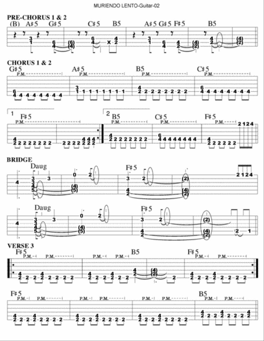Muriendo Guitar Tablature scores gallery preview page 2