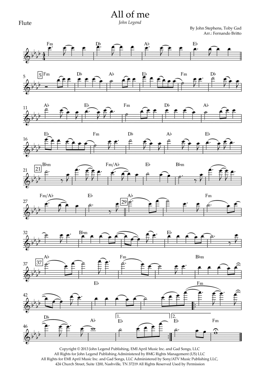 All Of Me Flute Solo scores gallery preview page 1