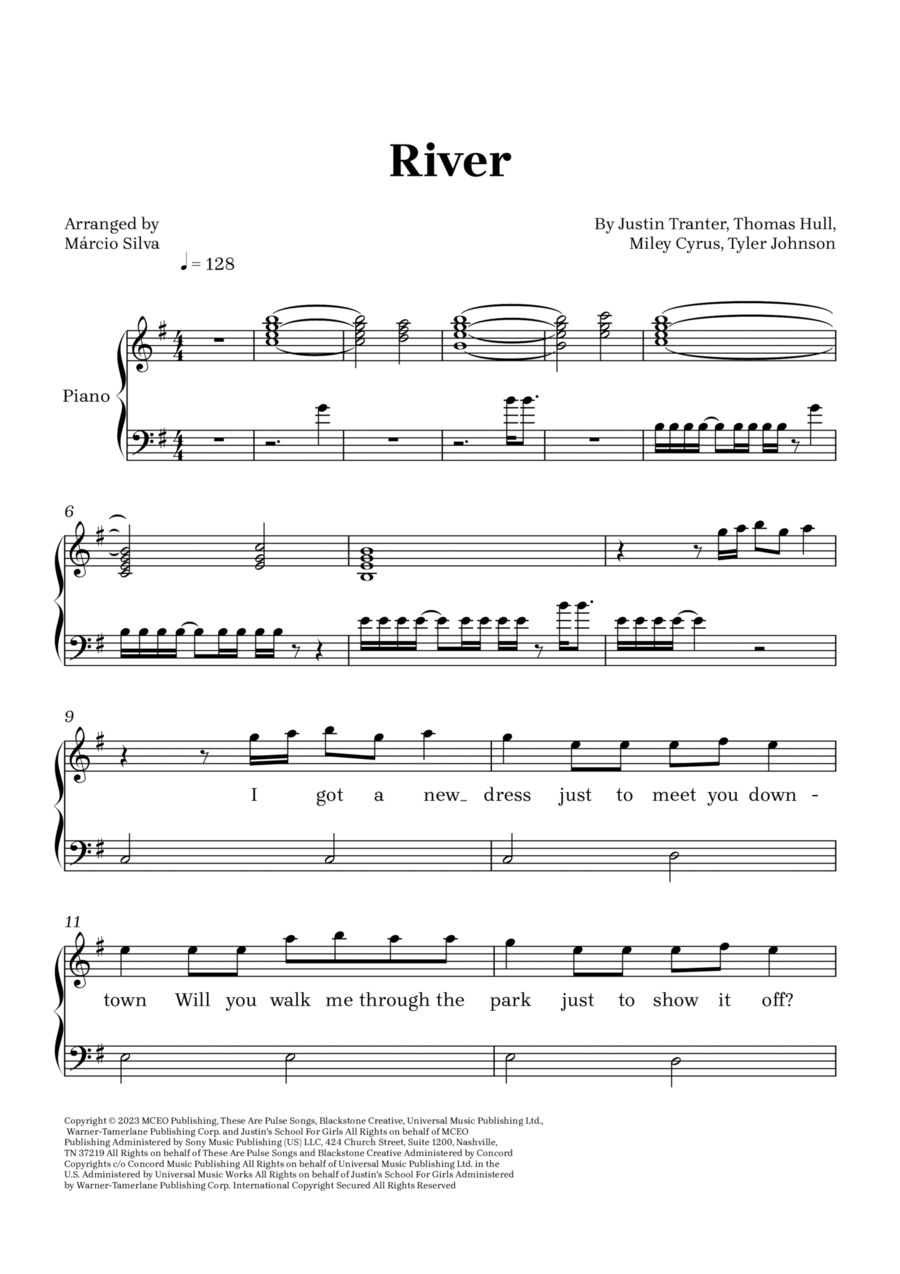 River Easy Piano scores gallery preview page 1