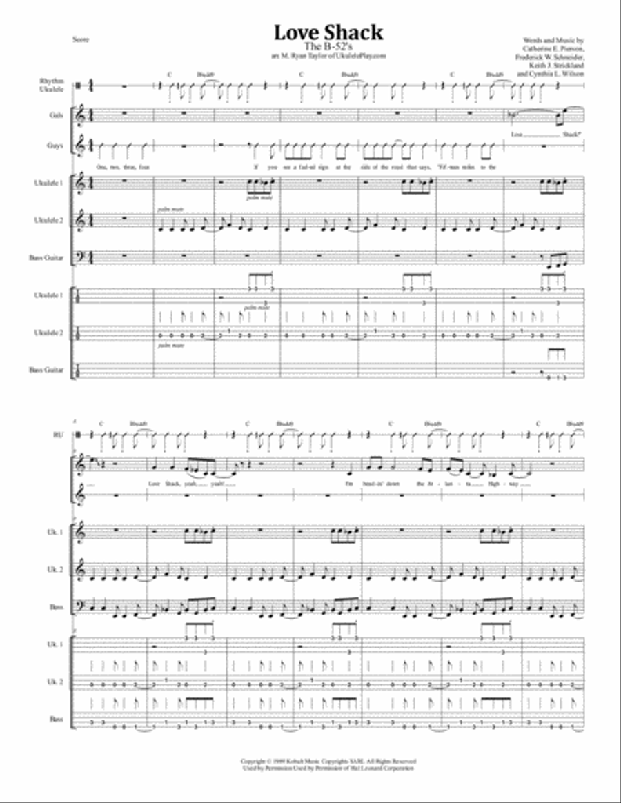 Love Shack Small Ensemble scores gallery preview page 1