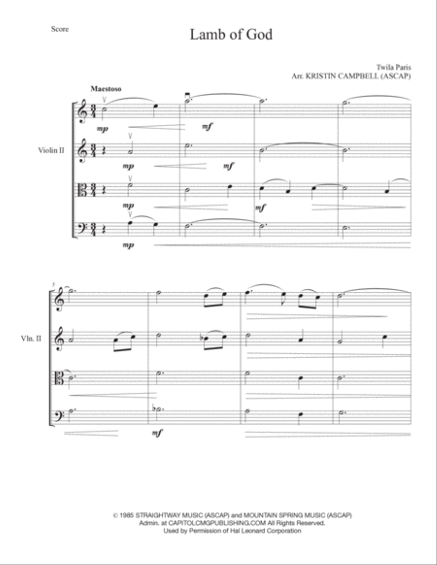 Lamb Of God String Quartet scores gallery preview page 2