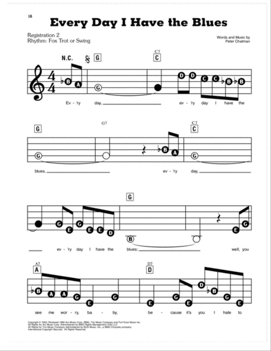 Every Day I Have The Blues Electronic Keyboard scores gallery preview page 1