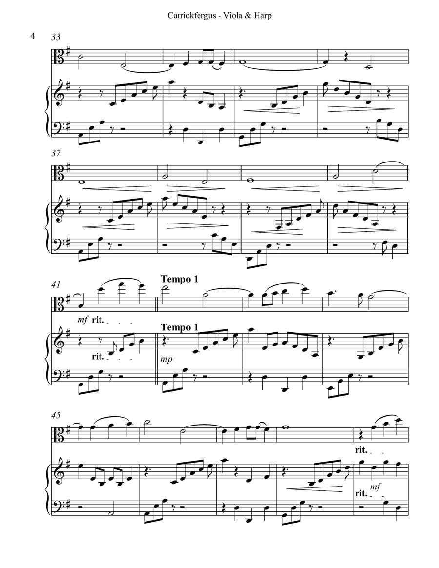 Carrickfergus Duet for Viola & Harp String Duet scores gallery preview page 4
