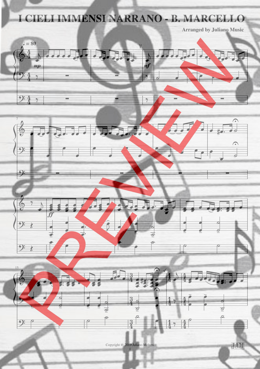 I CIELI IMMENSI NARRANO (EASY ORGAN - C VERSION) - B. MARCELLO Organ Solo scores gallery preview page 2