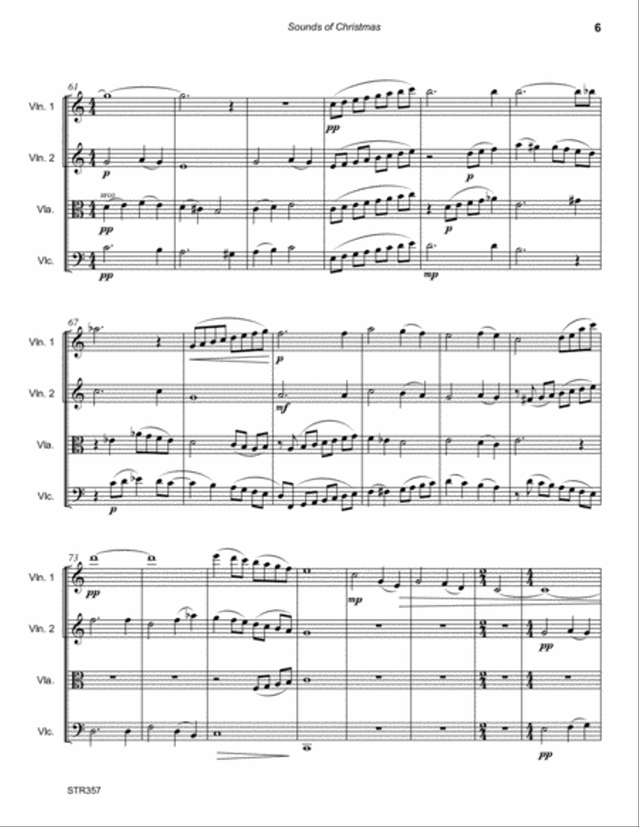 SOUNDS OF CHRISTMAS (medley of 4 carols) - STRING QUARTET (or 3 Violins & Cello) String Quartet scores gallery preview page 6