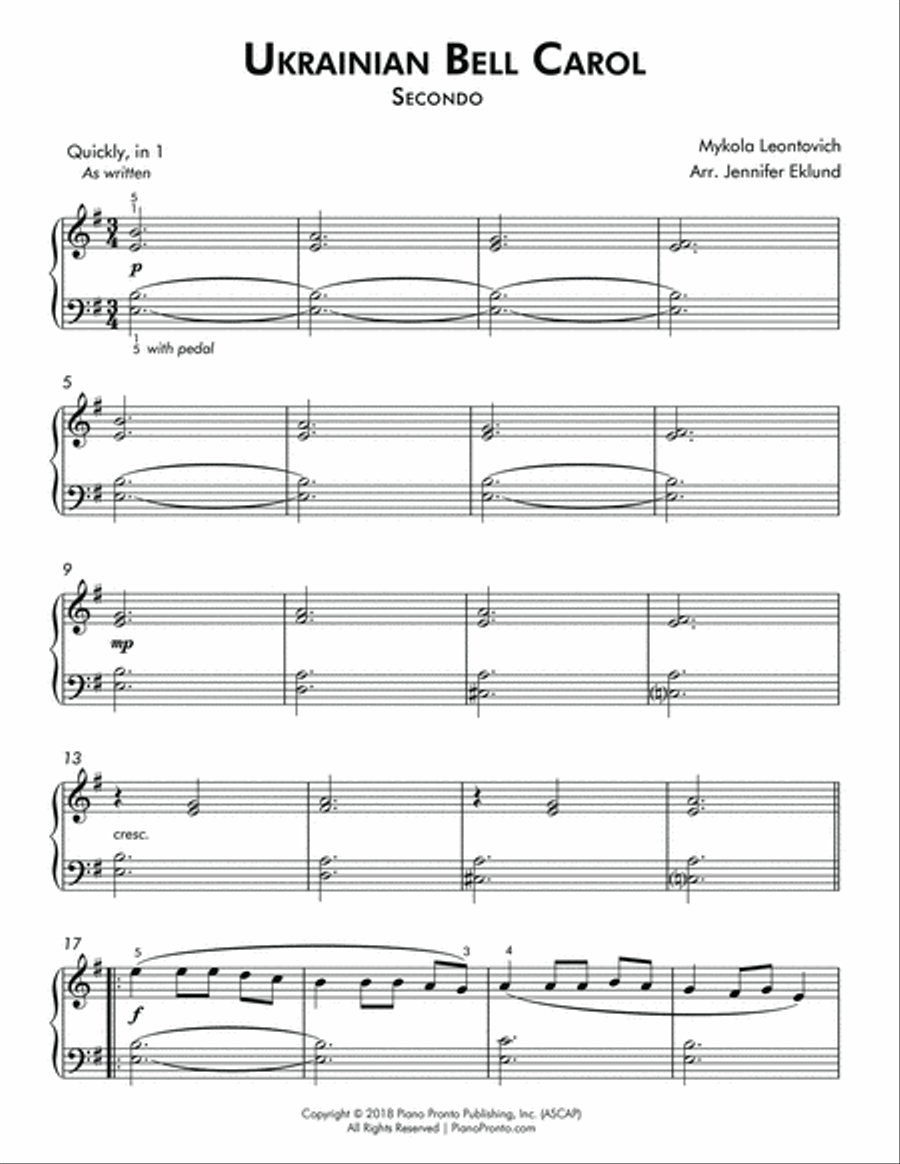 Ukrainian Bell Carol Trio (Easy Piano Trio) Ukrainian Bell Carol Trio (Easy Piano Trio) Easy Piano scores gallery preview page 4