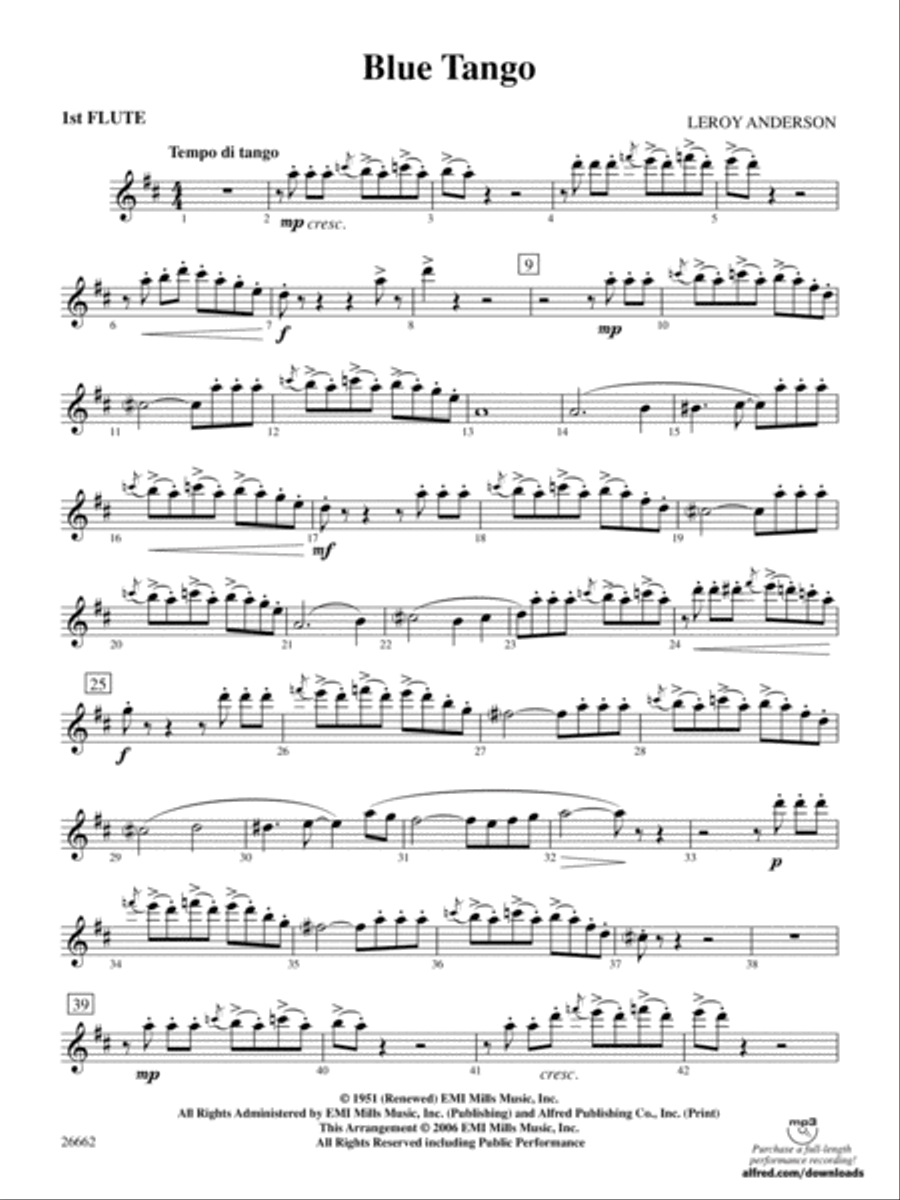 Blue Tango: Flute Blue Tango: Flute Full Orchestra scores gallery preview page 1