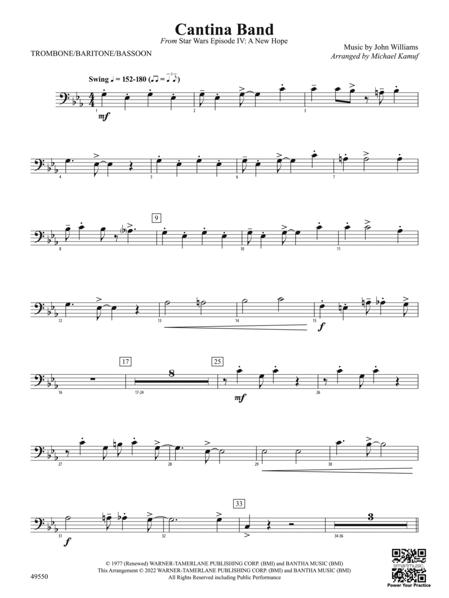 Cantina Band: 1st Trombone Concert Band scores gallery preview page 1