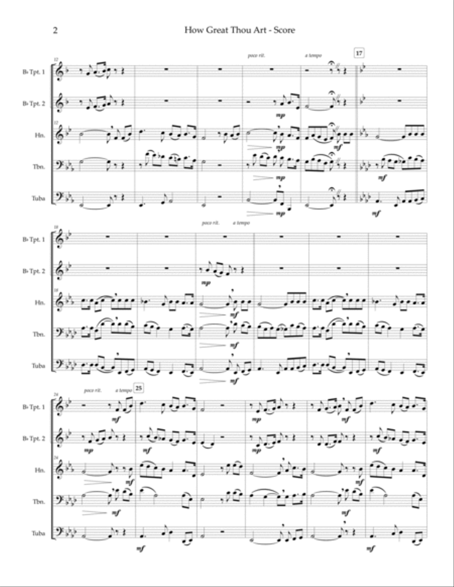 How Great Thou Art - brass quintet Brass Quintet scores gallery preview page 4