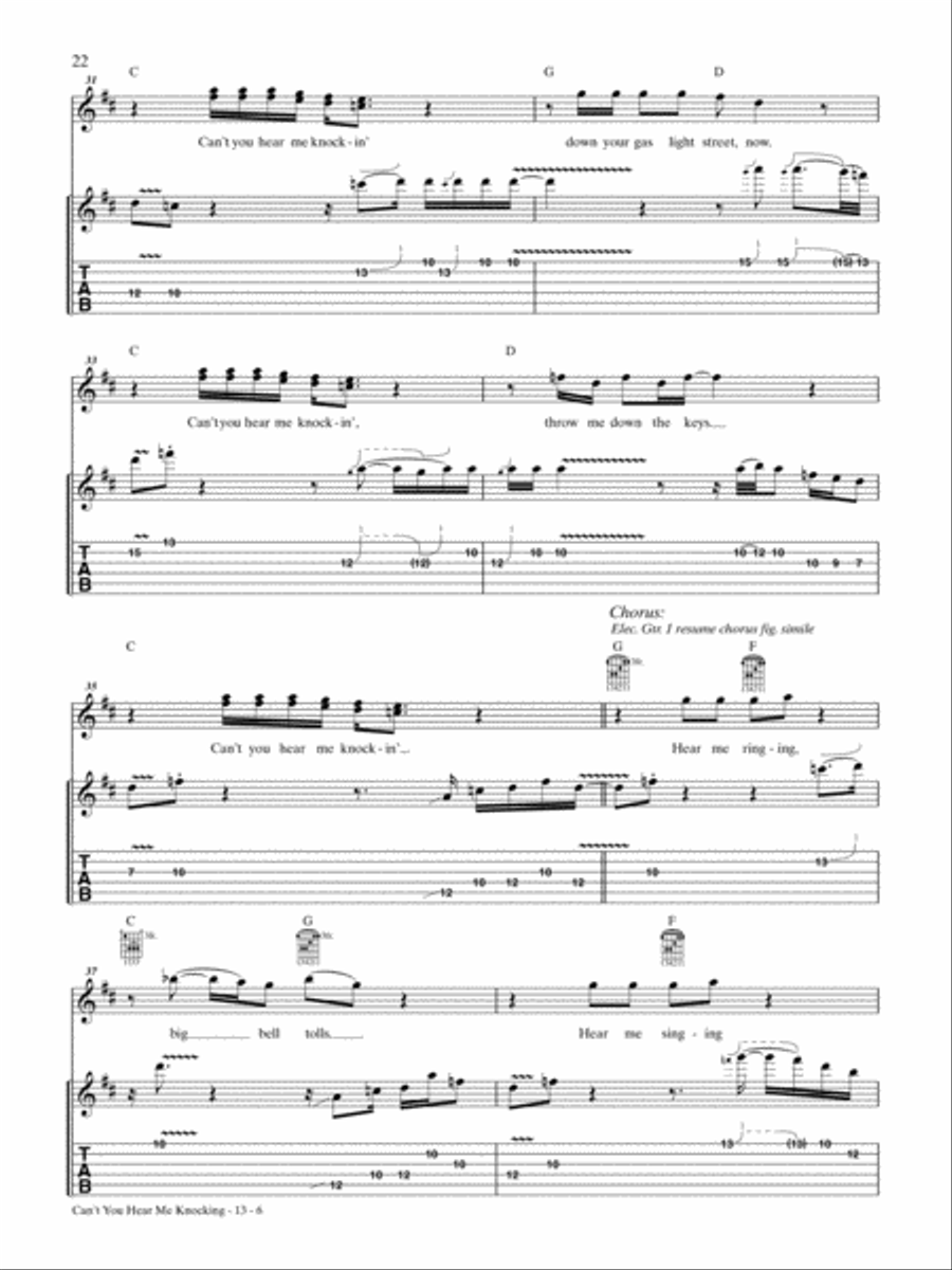 Can't You Hear Me Knocking Guitar Tablature scores gallery preview page 6
