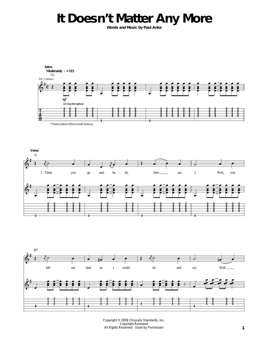 It Doesn't Matter Any More Acoustic Guitar scores gallery preview page 1