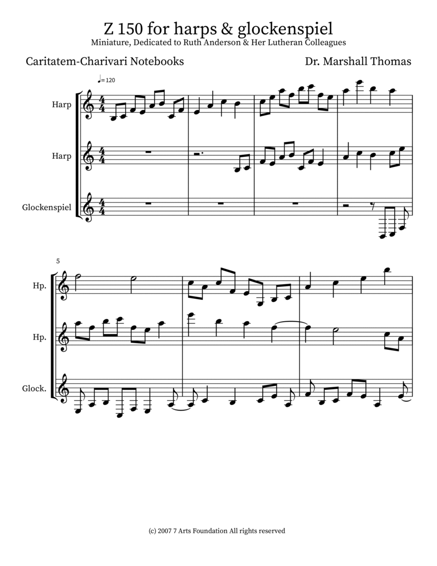 Z 150 for harps & glockenspiel Glockenspiel scores gallery preview page 1