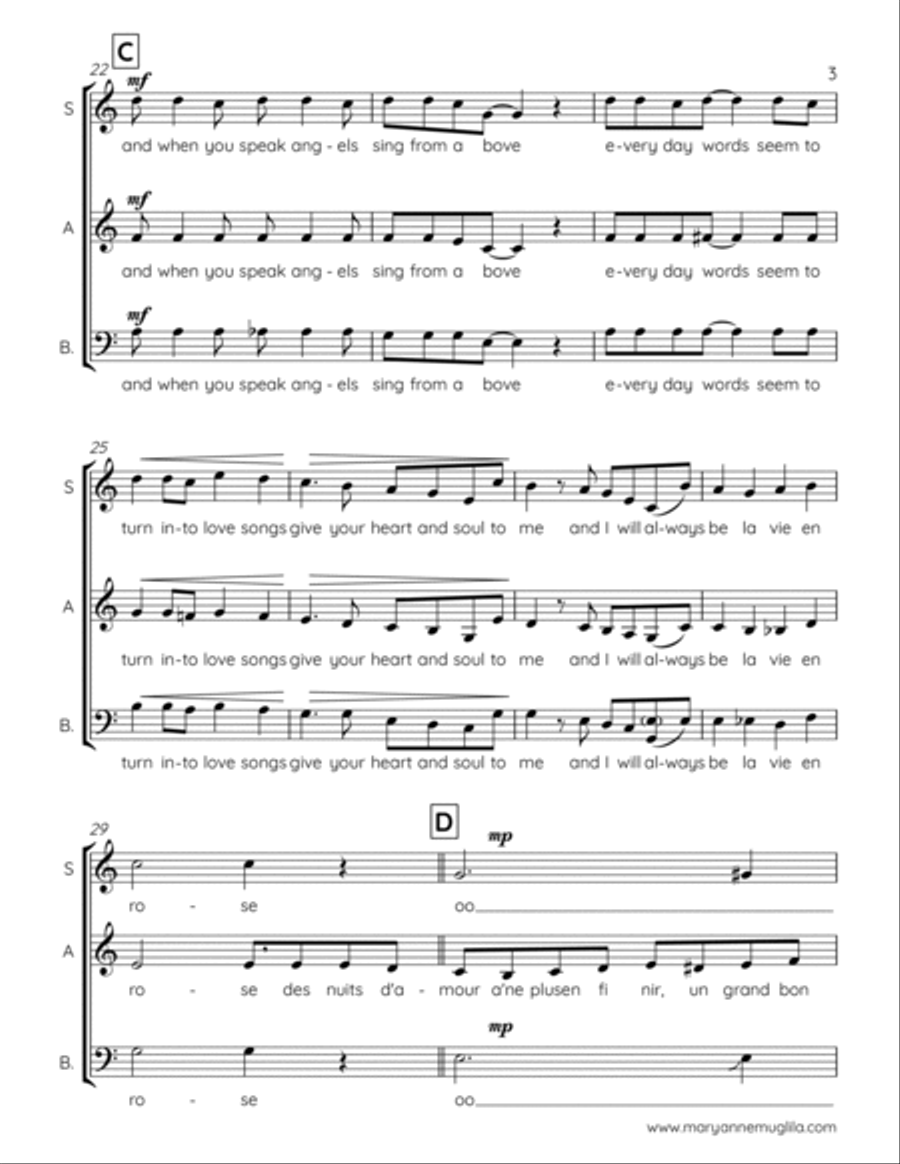 La Vie En Rose 3-Part scores gallery preview page 3