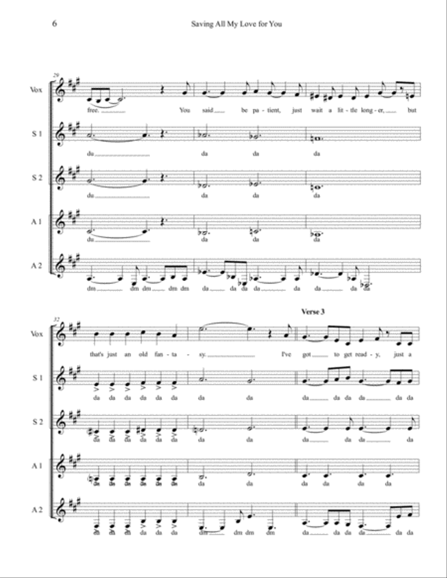 Saving All My Love For You SSAA scores gallery preview page 6