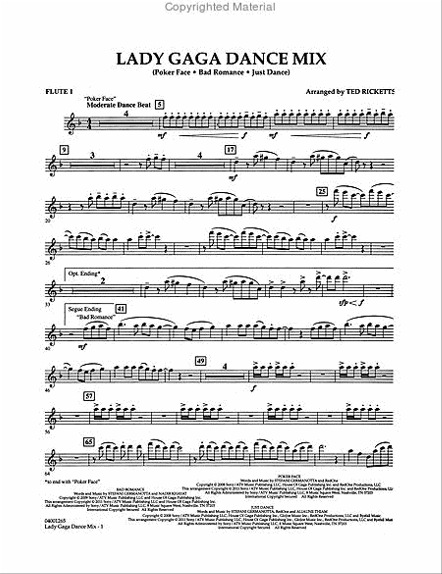 Lady Gaga Dance Mix Concert Band scores gallery preview page 6