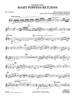 Selections from Mary Poppins Returns (arr. Michael Brown) - Bb Clarinet 3