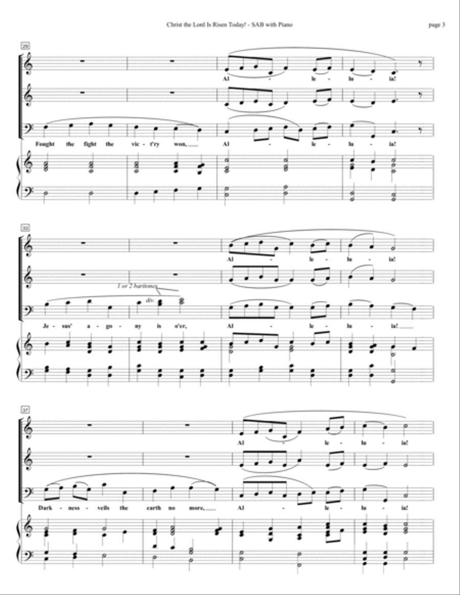Christ the Lord is Risen Today! with Piano Accomp. 3-Part scores gallery preview page 3