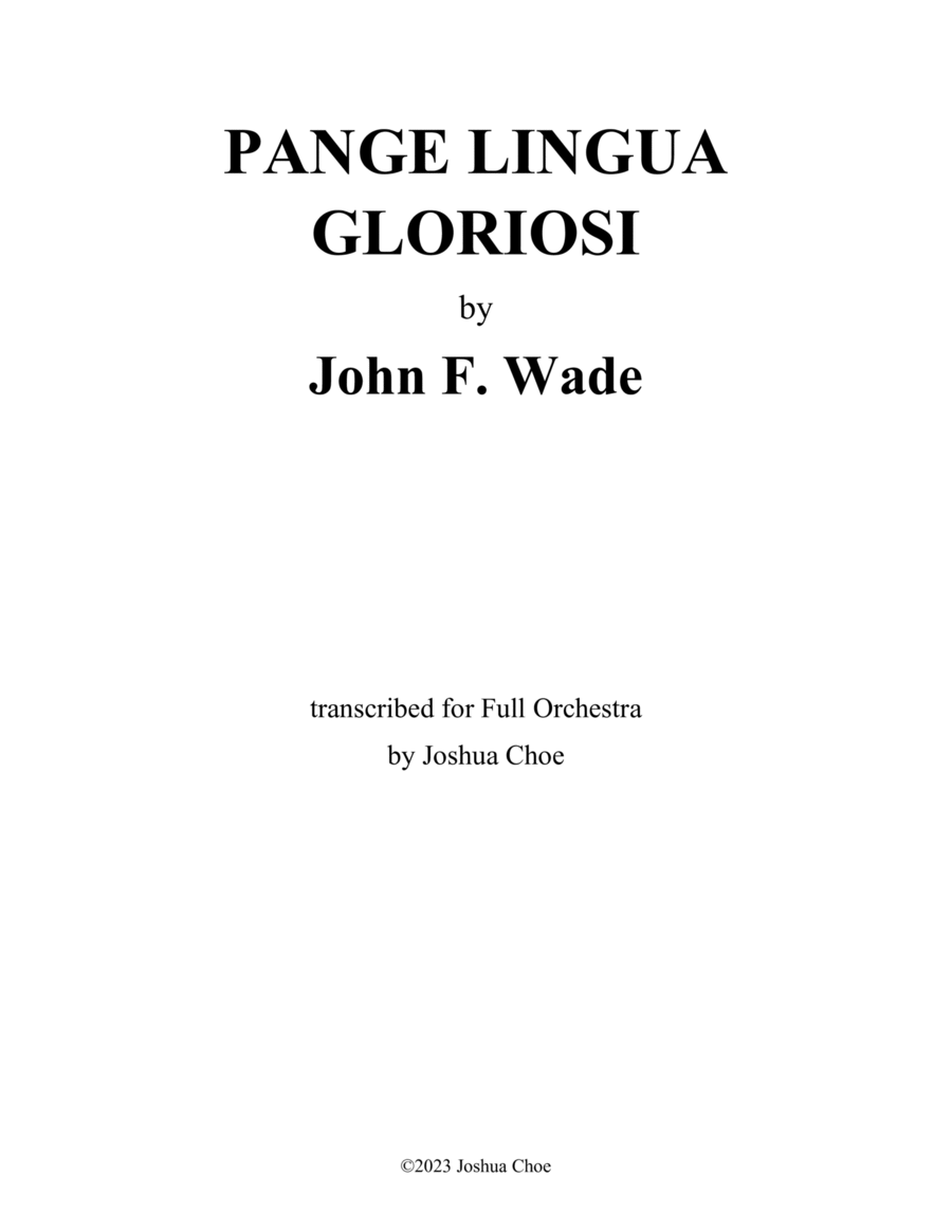 Pange Lingua Gloriosi Pange Lingua Gloriosi Full Orchestra scores gallery preview page 1
