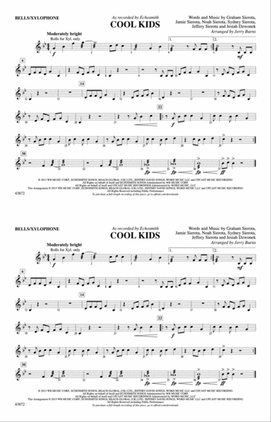 Cool Kids: B-flat Bass Saxophone Marching Band scores gallery preview page 1
