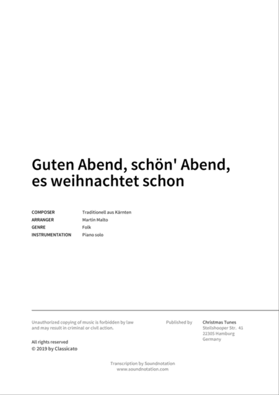 Guten Abend, schon' Abend, es weihnachtet schon Piano scores gallery preview page 2