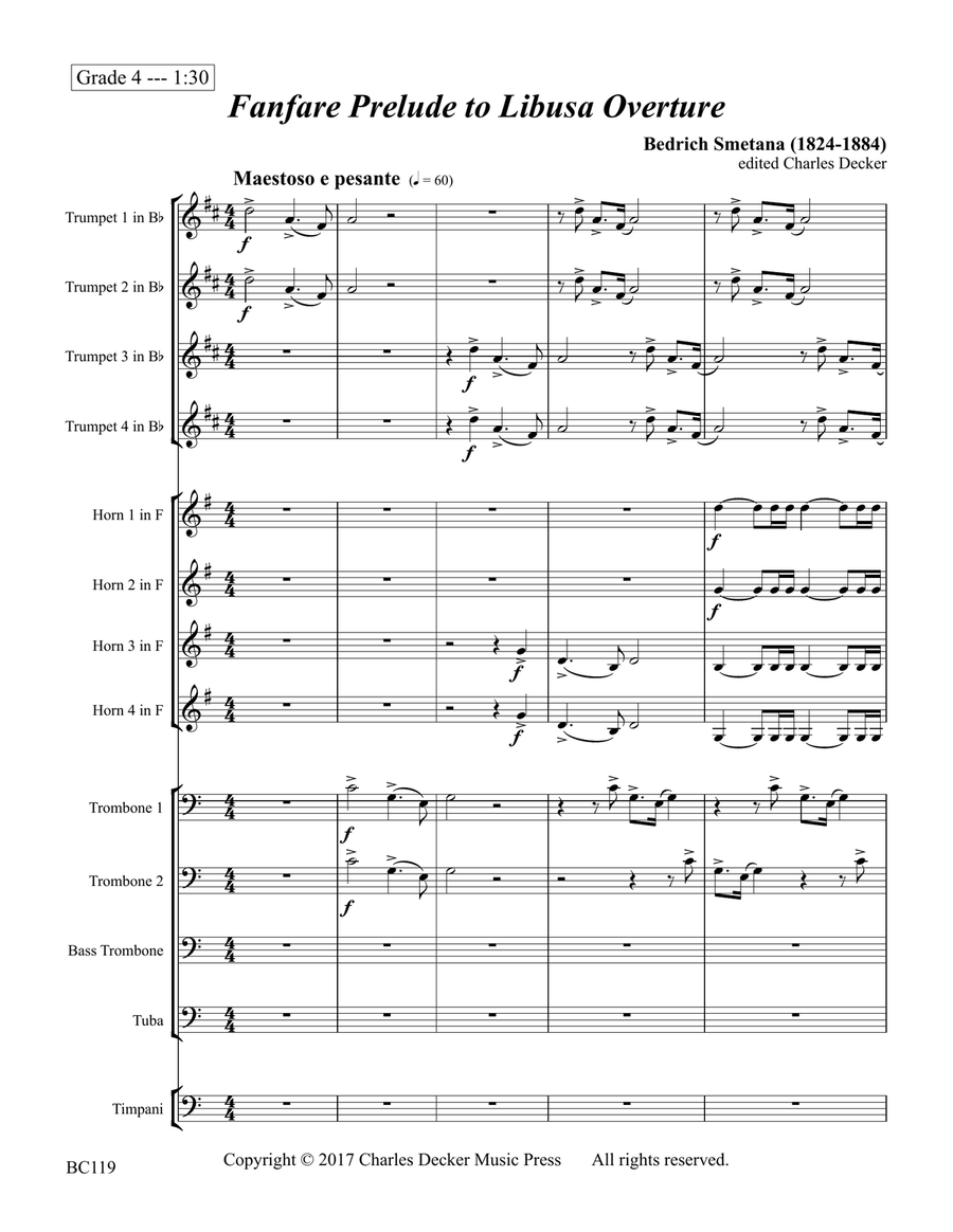 Fanfare Prelude to Libusa Overture for Brass Choir Euphonium scores gallery preview page 2