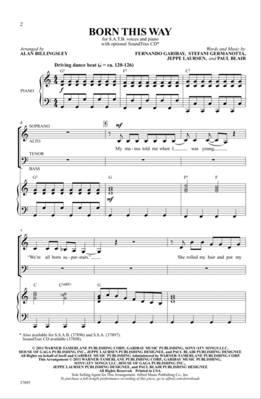 Born This Way Choir scores gallery preview page 1