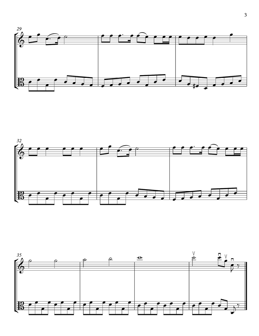 Jingle Bells - Violin & Viola Duet - Traditional Christmas arr. Cellobat String Duet scores gallery preview page 3