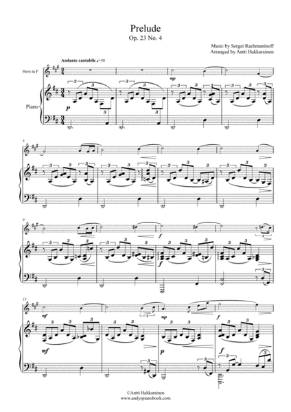 Prelude in D, Op. 23 No. 4 - Horn & Piano