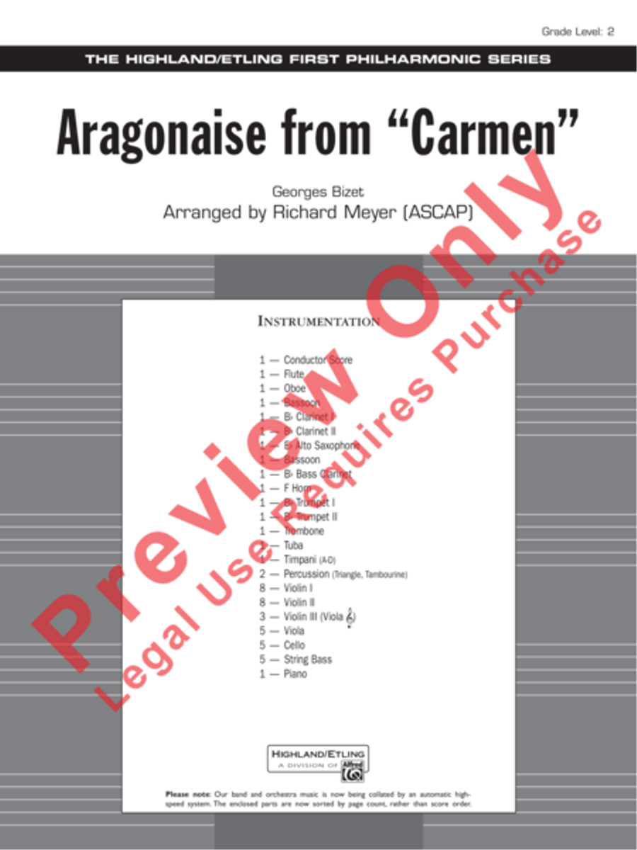 Aragonaise from Carmen Full Orchestra scores gallery preview page 2