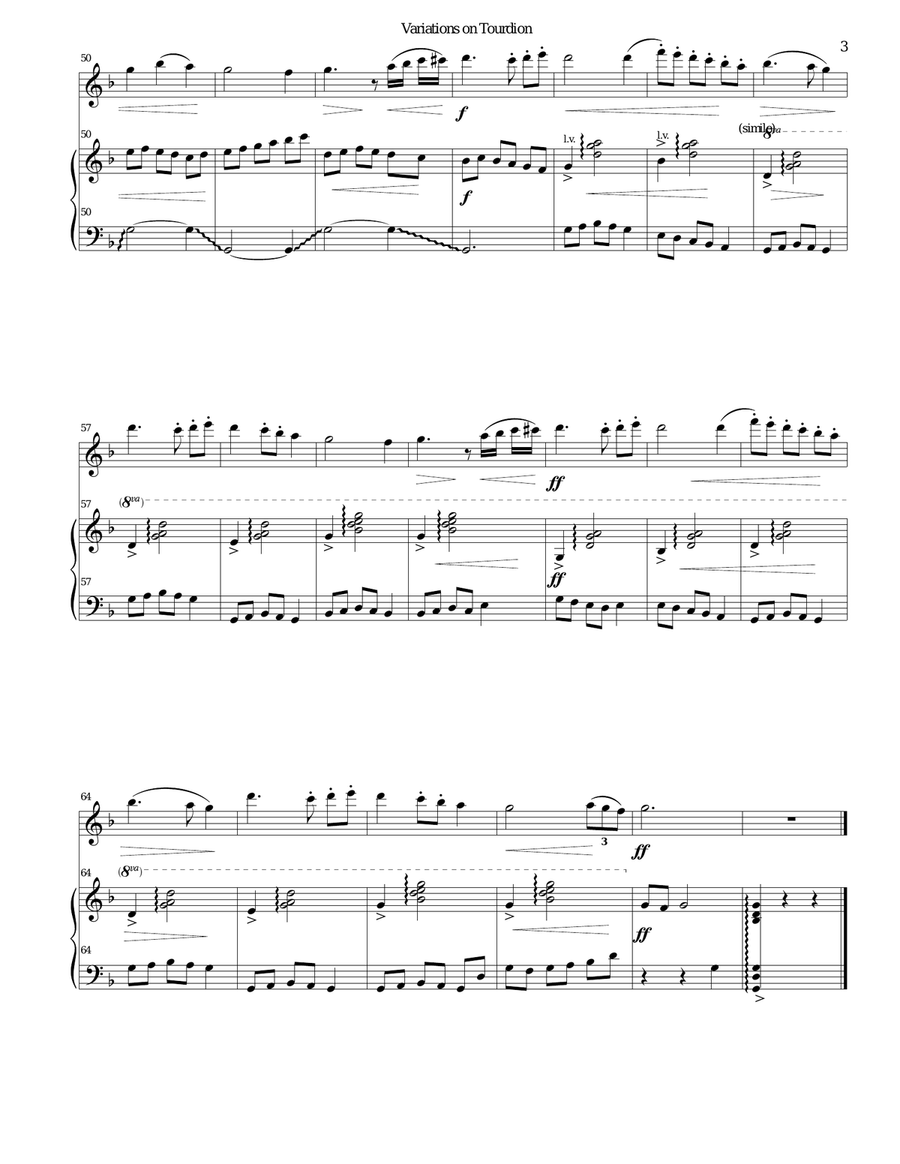 Tourdion (Quand je bois du vin clairet) for violin and harp String Duet scores gallery preview page 3