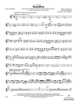 Hamilton, Suite from: 3rd B-flat Trumpet