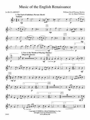 Music of the English Renaissance: 1st B-flat Clarinet