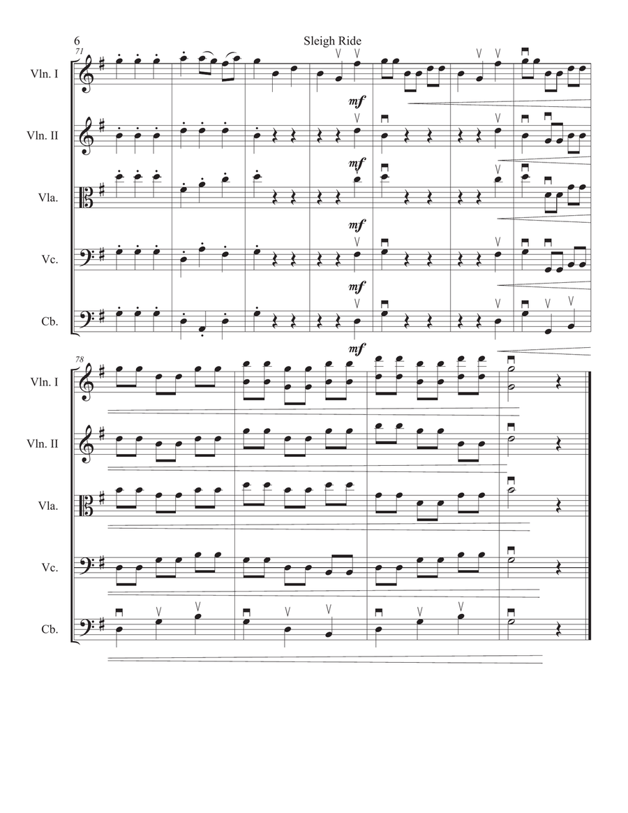 Mozart Sleigh Ride for String Orchestra String Orchestra scores gallery preview page 6