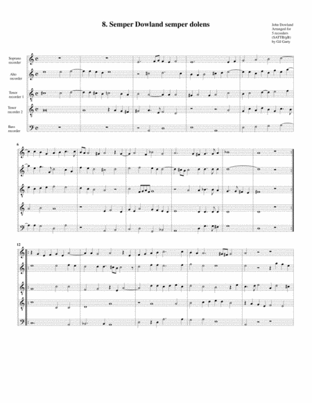 Semper Dowland semper dolens (8, 1604) (arrangement for 5 recorders)