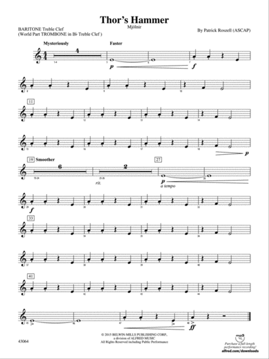 Thor's Hammer: Baritone T.C. Concert Band scores gallery preview page 1
