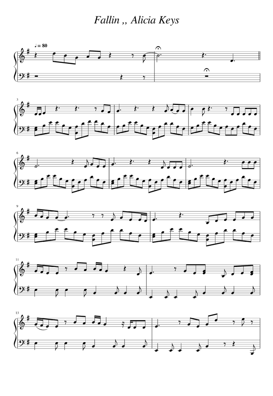 Fallin' Easy Piano scores gallery preview page 1