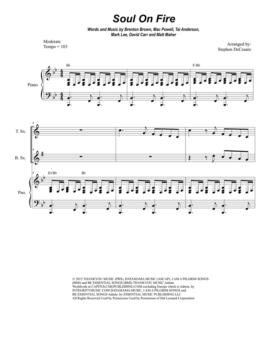 Soul On Fire Saxophone Quartet scores gallery preview page 1
