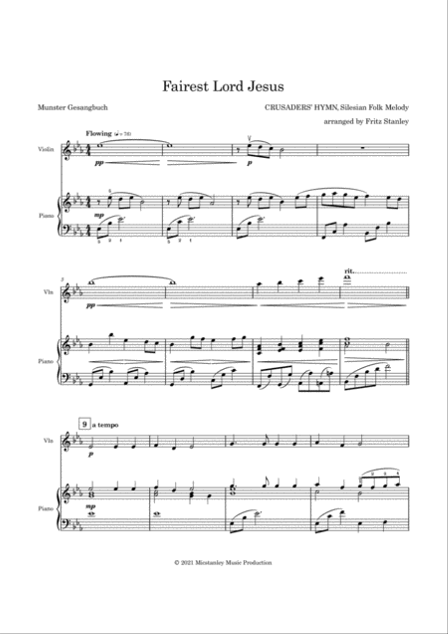 Fairest Lord Jesus - Violin and Piano Accompaniment Violin Solo scores gallery preview page 2