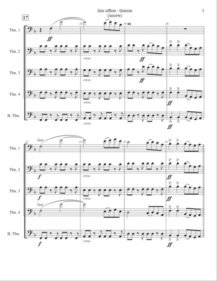 The Office - Theme The Office - Theme Bass Trombone scores gallery preview page 4