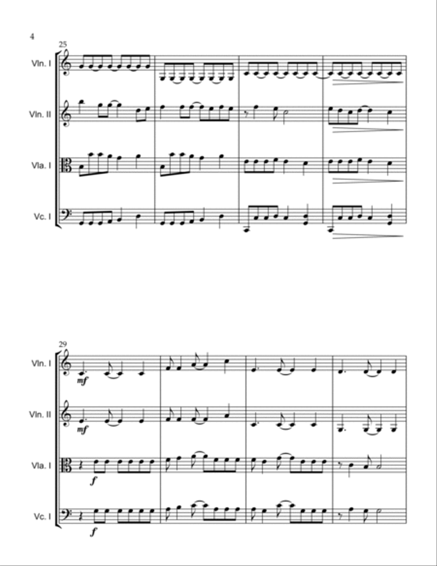 Kiss The Girl String Quartet scores gallery preview page 4