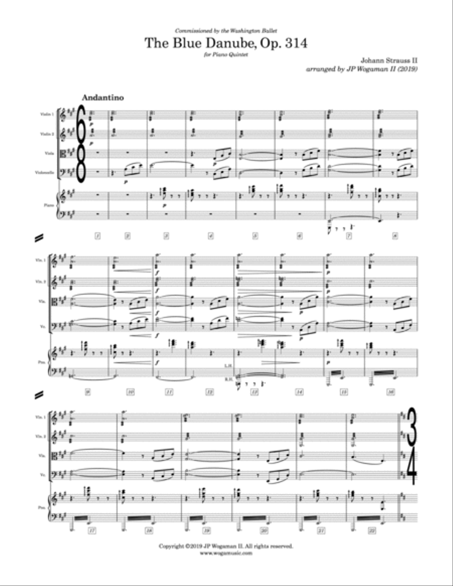 The Blue Danube, Op. 314 (for Piano Quintet) Piano Quintet scores gallery preview page 5